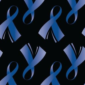 Colon Cancer Ribbon, Colon Cancer Awareness Ribbon, Dark Blue Cancer Ribbon on Black