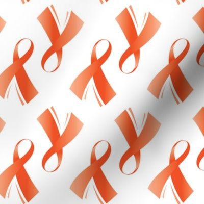 Kidney Cancer Ribbon, Orange Kidney Cancer Awareness Ribbon, Orange Cancer Ribbon on White, March