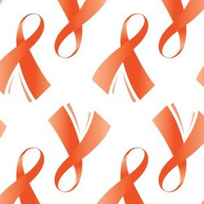 Kidney Cancer Ribbon, Orange Kidney Cancer Awareness Ribbon, Orange Cancer Ribbon on White, March