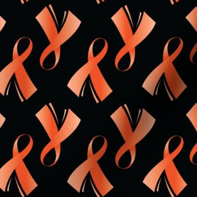 Kidney Cancer Ribbon, Orange Kidney Cancer Awareness Ribbon, Orange Cancer Ribbon on Black, March