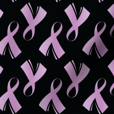 Testicular Cancer Ribbon, Testicular Cancer Awareness Ribbon, Light Purple Cancer Ribbon on Black, April