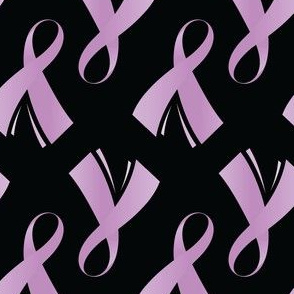 Testicular Cancer Ribbon, Testicular Cancer Awareness Ribbon, Light Purple Cancer Ribbon on Black, April