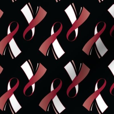 Head and Neck Cancer Ribbon, Head and Neck Cancer Awareness Ribbon on Black, White and Burgundy Cancer Ribbon