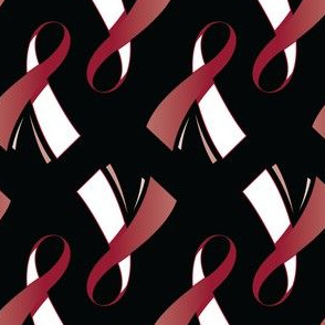 Head and Neck Cancer Ribbon, Head and Neck Cancer Awareness Ribbon on Black, White and Burgundy Cancer Ribbon