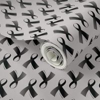 Melanoma Skin Cancer Ribbon Awareness Ribbon, Black Skin Cancer Awareness Ribbon on Grey, May