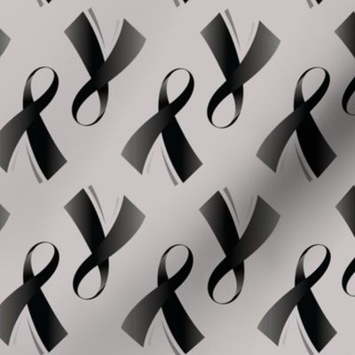 Melanoma Skin Cancer Ribbon Awareness Ribbon, Black Skin Cancer Awareness Ribbon on Grey, May