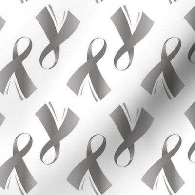 Brain Cancer Ribbon, Brain Cancer Awareness Ribbon, Grey Brain Cancer Awareness Ribbon on White, May