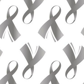 Brain Cancer Ribbon, Brain Cancer Awareness Ribbon, Grey Brain Cancer Awareness Ribbon on White, May