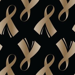 Childhood Cancer Awareness Ribbons, Gold Ribbon for Childhood Cancer Awareness, September, Gold Ribbon on Black