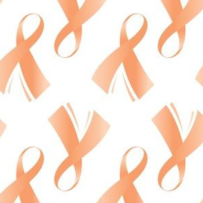 Gynecological Cancer Ribbon, Light Orange Cancer Ribbon, Peach Cancer Ribbon on White