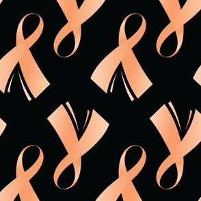  Gynecological Cancer Ribbon, Light Orange Cancer Ribbon, Peach Cancer Ribbon on Black