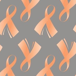 Gynecological Cancer Ribbon, Light Orange Cancer Ribbon, Peach Cancer Ribbon on Grey