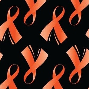 Leukemia Cancer Ribbon, Orange Cancer Ribbon on Black, September