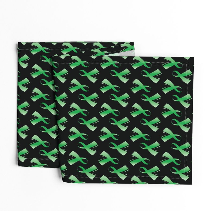 Lymphoma Cancer Ribbon, Lime Green Cancer Ribbon, Green Cancer Ribbon on Black