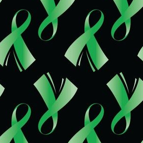 Lymphoma Cancer Ribbon, Lime Green Cancer Ribbon, Green Cancer Ribbon on Black