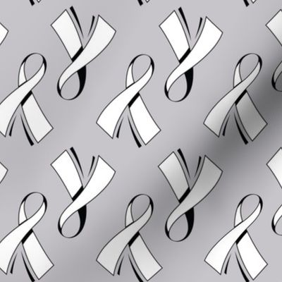 Lung Cancer Ribbon, Lung Cancer White Ribbon on Grey, November