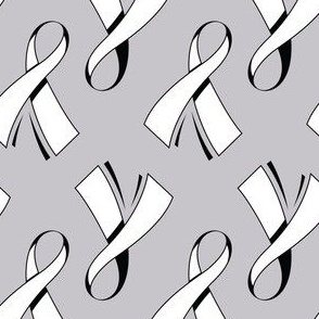 Lung Cancer Ribbon, Lung Cancer White Ribbon on Grey, November