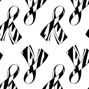 Carcinoid Cancer Ribbon, Black and White Cancer Ribbon, November Cancer Ribbon