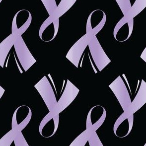 National Cancer Survivor Month, Purple Ribbon, Light Purple Ribbon On Black