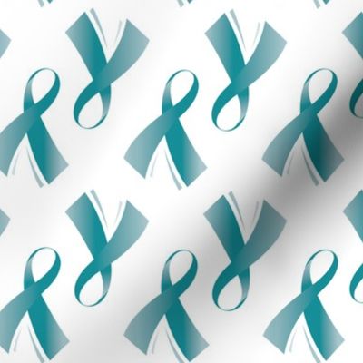 Ovarian Cancer Ribbon Teal Cancer Ribbon, September Cancer Ribbon on White  Background