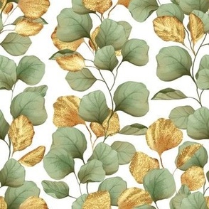 Green and gold round leaves