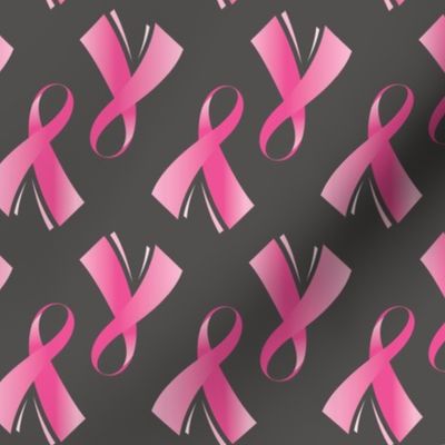Breast Cancer Pink Ribbon on Grey background 