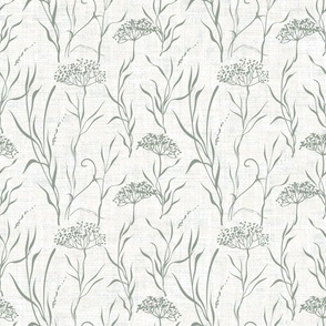 Rustic French Linen Wild Flower Ivory Greige Grey
