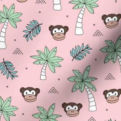 Little monkey jungle palm trees and leaves kids design