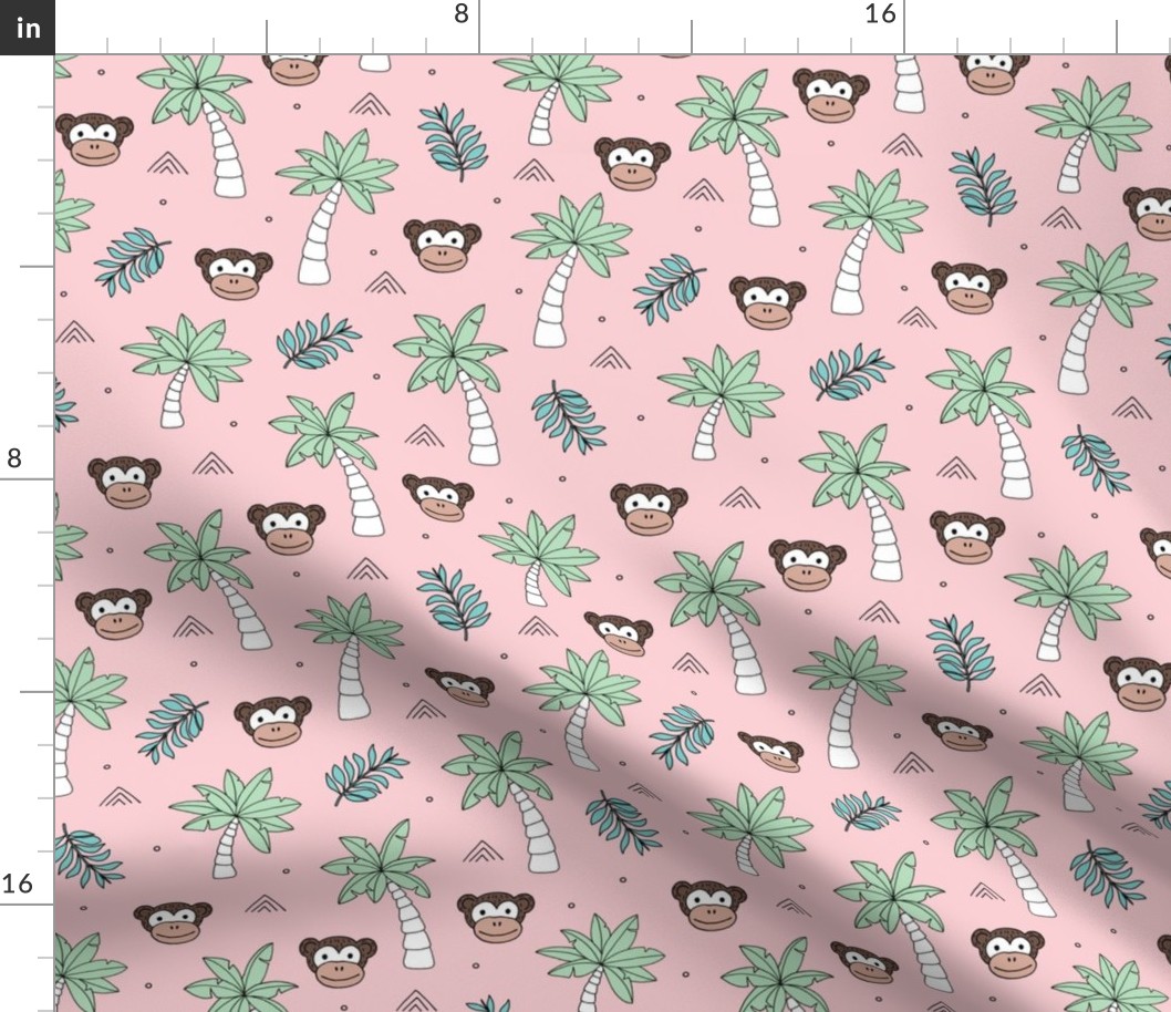 Little monkey jungle palm trees and leaves kids design