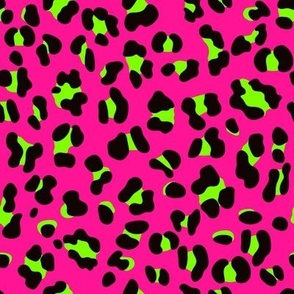 Regular Scale - 80s Neon Pink and Lime Green Leopard Print