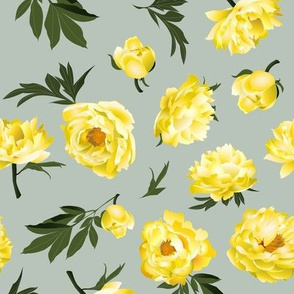 yellow peonies on sage green