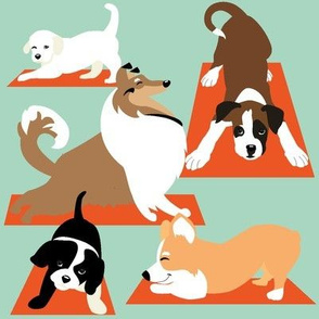 Yoga Dogs corgi collie boxer retriever dog fabric