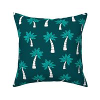 Palm tree jungle and little tropical garden surf print theme summer ocean green blue JUMBO