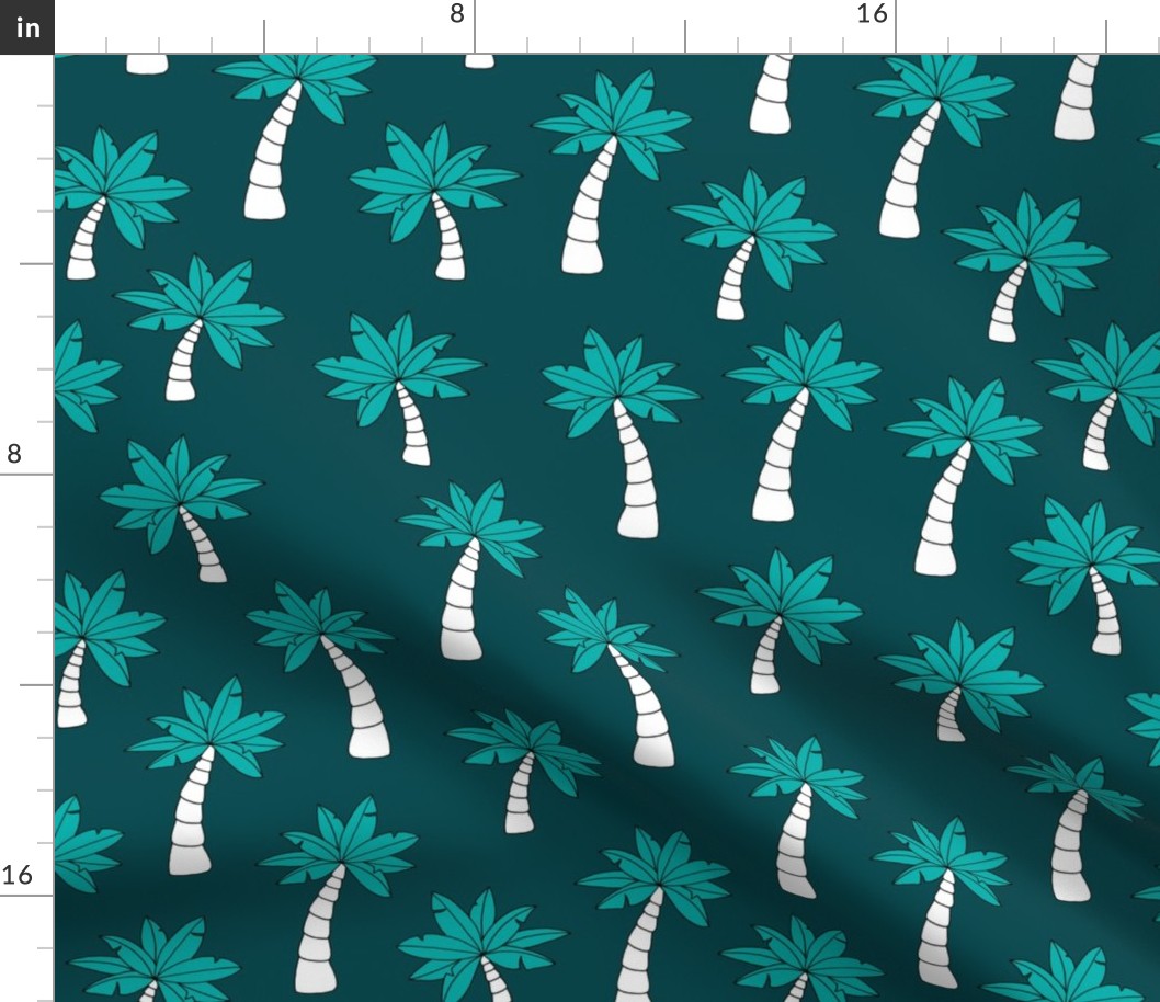 Palm tree jungle and little tropical garden surf print theme summer ocean green blue JUMBO