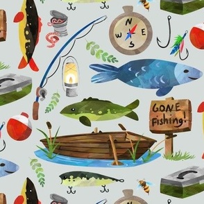 Gone Fishing (frost gray) - LARGER scale