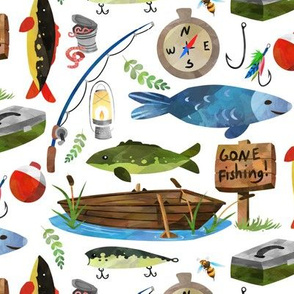 Fishing Fabric, Wallpaper and Home Decor
