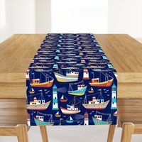 fishing boats - dark blue, large