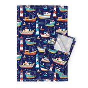 fishing boats - dark blue, large