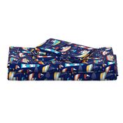 fishing boats - dark blue, large