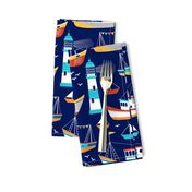 fishing boats - dark blue, large