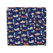 fishing boats - dark blue, large