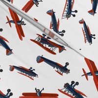 Red white and blue biplanes