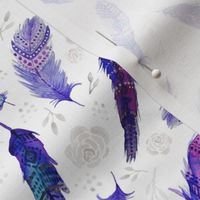 Watercolor Purple Feathers Floral