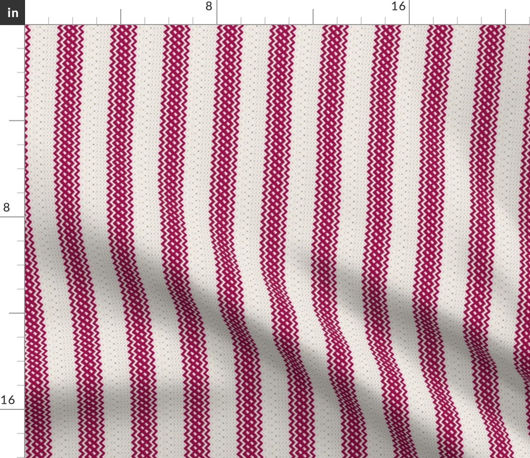 Red Violet Ticking Stripe Medium Bordered by Thin Stripe