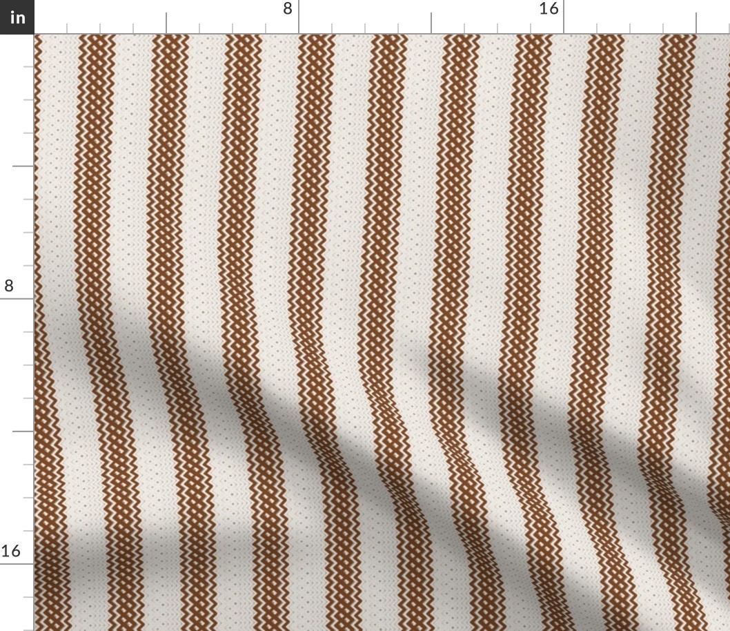 Brown Ticking Stripe Medium Bordered by Thin Stripe