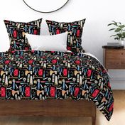 XL Tools (black) red orange blue, Kids Room Bedding, LARGER scale, ROTATED