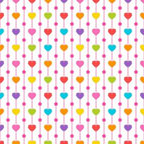 Rainbow Heart Dots, white background 