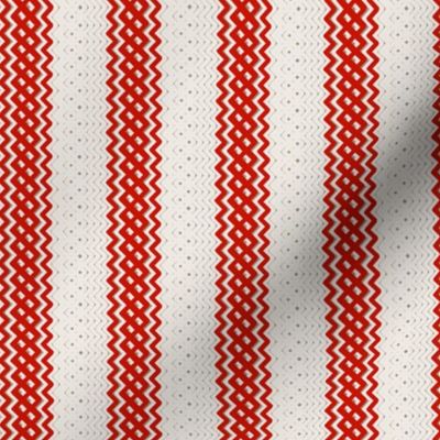 Red Ticking Stripe Medium Bordered by Thin Stripe