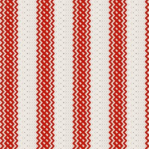 Red Ticking Stripe Medium Bordered by Thin Stripe