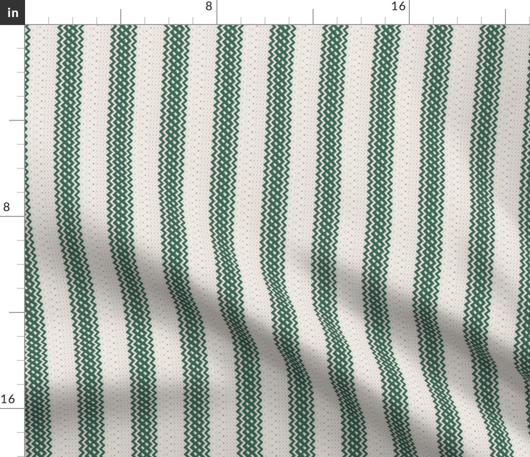 Green Ticking Stripe Medium Bordered by Thin Stripe